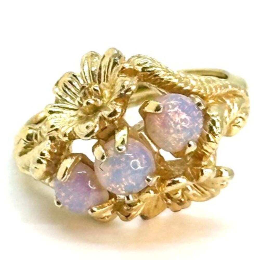 Vintage Avon Faux Opal Trio Floral Statement Ring 1970 sizeable 5-6